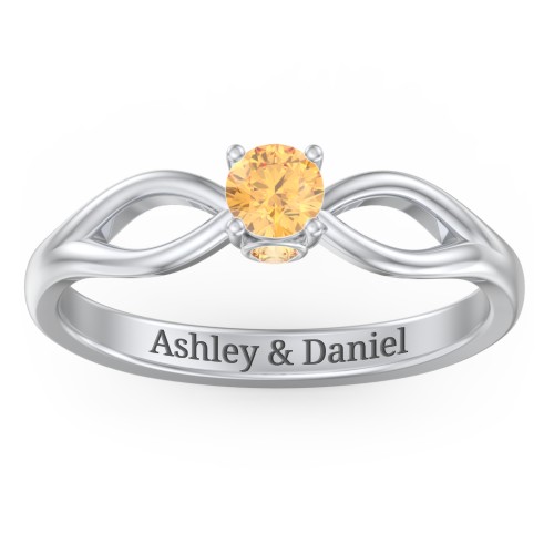 1/4 ct. Round Gemstone Split Peek-A-Boo Engagement Ring – Sterling Silver with Citrine