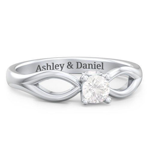 1/4 ct. Round Gemstone Split Peek-A-Boo Engagement Ring – Sterling Silver with Cubic Zirconia