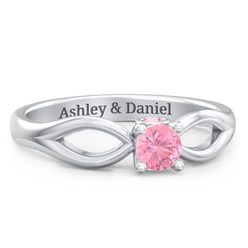 1/4 ct. Round Gemstone Split Peek-A-Boo Engagement Ring – Sterling Silver with Pink Tourmaline