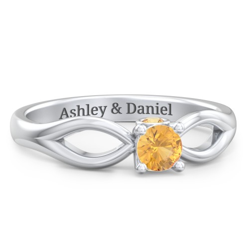 1/4 ct. Round Gemstone Split Peek-A-Boo Engagement Ring – Sterling Silver with Citrine
