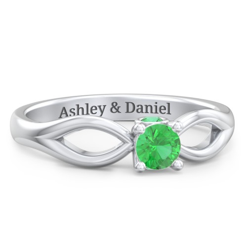 1/4 ct. Round Gemstone Split Peek-A-Boo Engagement Ring – Sterling Silver with Emerald