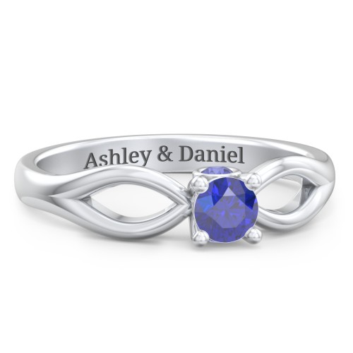1/4 ct. Round Gemstone Split Peek-A-Boo Engagement Ring – Sterling Silver with Blue Sapphire