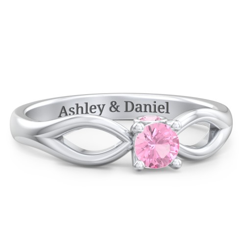 1/4 ct. Round Gemstone Split Peek-A-Boo Engagement Ring – Sterling Silver with Pink Tourmaline
