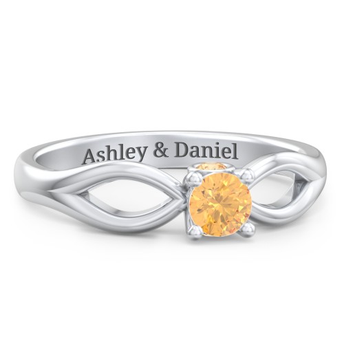1/4 ct. Round Gemstone Split Peek-A-Boo Engagement Ring – Sterling Silver with Citrine