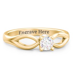 1/4 ct. Round Gemstone Split Peek-A-Boo Engagement Ring in 10K Solid Yellow Gold with White Sapphire and Cubic Zirconia