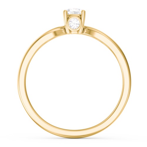 1/4 ct. Round Gemstone Split Peek-A-Boo Engagement Ring – 10K Yellow Gold with White Sapphire and Cubic Zirconia