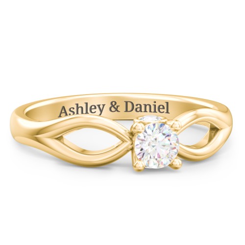 1/4 ct. Round Gemstone Split Peek-A-Boo Engagement Ring – 10K Yellow Gold with White Sapphire and Cubic Zirconia