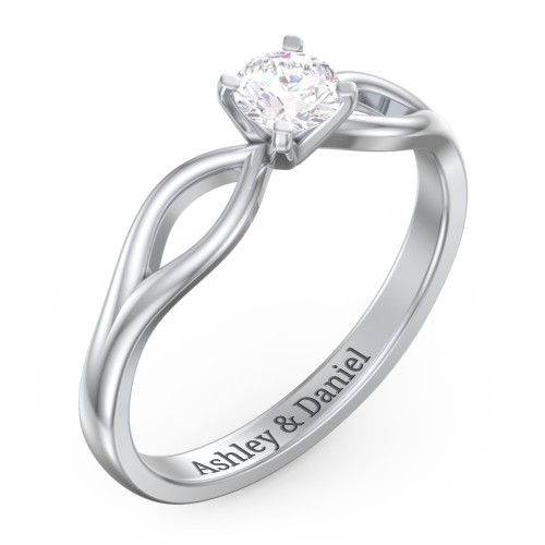 1/3 ct. Round Gemstone Split Engagement Ring – Sterling Silver with White Premium Zirconia