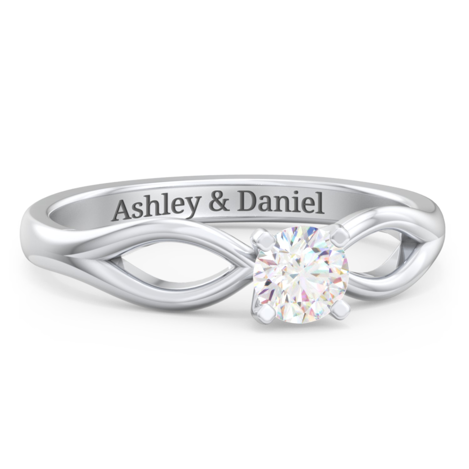 13 ct Round Gemstone Split Engagement Ring
