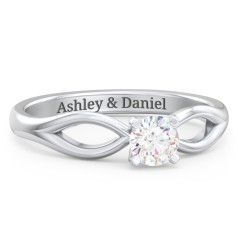 1/3 ct. Round Gemstone Split Engagement Ring – 10K Yellow Gold with White Premium Zirconia