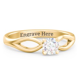 1/3 ct. Round Gemstone Split Engagement Ring in 10K Solid Yellow Gold with White Premium Zirconia