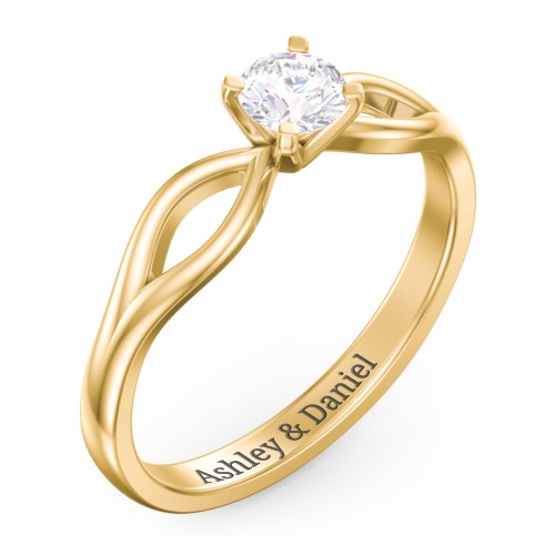1/3 ct. Round Gemstone Split Engagement Ring – 10K Yellow Gold with White Premium Zirconia
