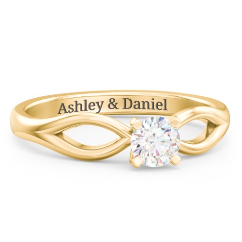 1/3 ct. Round Gemstone Split Engagement Ring – 10K Yellow Gold with White Premium Zirconia