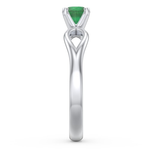 1/2 ct. Round Gemstone Split Engagement Ring – Sterling Silver with Emerald
