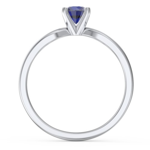 1/2 ct. Round Gemstone Split Engagement Ring – Sterling Silver with Blue Sapphire