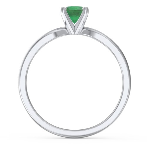 1/2 ct. Round Gemstone Split Engagement Ring – Sterling Silver with Emerald