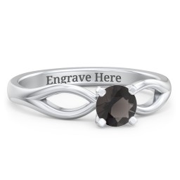 1/2 ct. Round Gemstone Split Engagement Ring in 925 Sterling Silver with Smokey Quartz