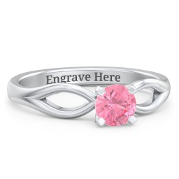 1/2 ct. Round Gemstone Split Engagement Ring in 925 Sterling Silver with Pink Tourmaline
