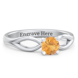 1/2 ct. Round Gemstone Split Engagement Ring in 925 Sterling Silver with Citrine
