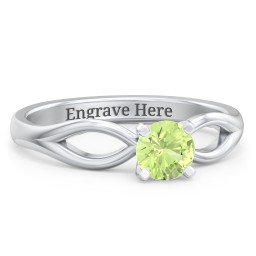 1/2 ct. Round Gemstone Split Engagement Ring in 925 Sterling Silver with Peridot