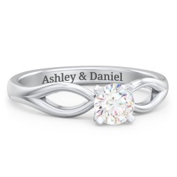1/2 ct. Round Gemstone Split Engagement Ring in 925 Sterling Silver with Lab Diamond