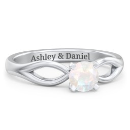 1/2 ct. Round Gemstone Split Engagement Ring in 925 Sterling Silver with Opal