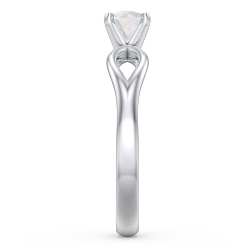 1/2 ct. Round Gemstone Split Engagement Ring – Sterling Silver with Opal