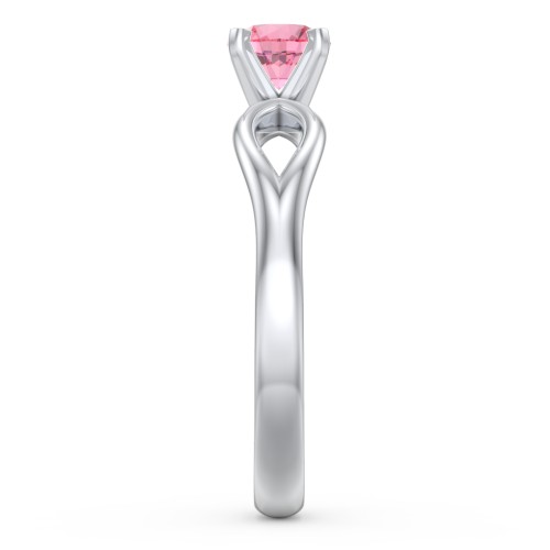 1/2 ct. Round Gemstone Split Engagement Ring – Sterling Silver with Pink Tourmaline