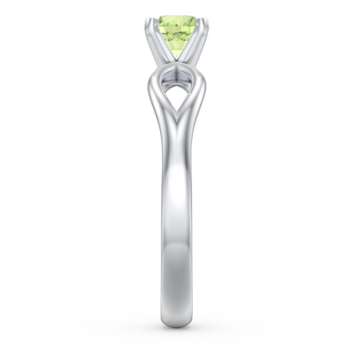 1/2 ct. Round Gemstone Split Engagement Ring – Sterling Silver with Peridot
