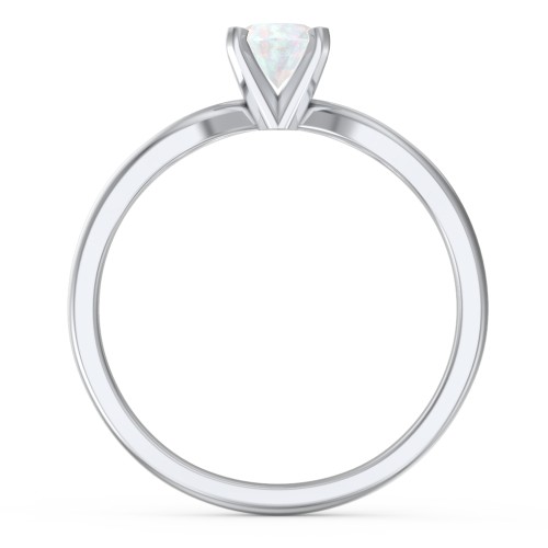 1/2 ct. Round Gemstone Split Engagement Ring – Sterling Silver with Opal