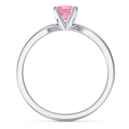 1/2 ct. Round Gemstone Split Engagement Ring – Sterling Silver with Pink Tourmaline
