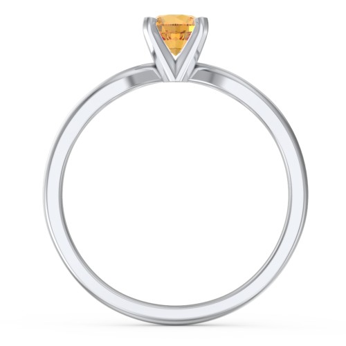 1/2 ct. Round Gemstone Split Engagement Ring – Sterling Silver with Citrine
