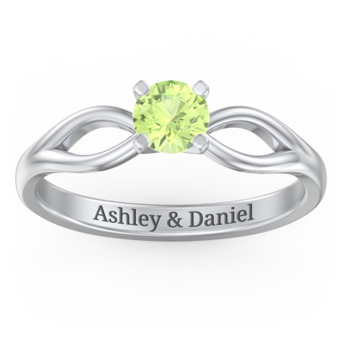 1/2 ct. Round Gemstone Split Engagement Ring – Sterling Silver with Peridot