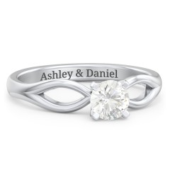 1/2 ct. Round Gemstone Split Engagement Ring – 10K Yellow Gold with Cubic Zirconia
