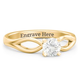 1/2 ct. Round Gemstone Split Engagement Ring in 10K Solid Yellow Gold with Cubic Zirconia