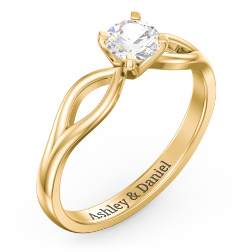 1/2 ct. Round Gemstone Split Engagement Ring – 10K Yellow Gold with Cubic Zirconia