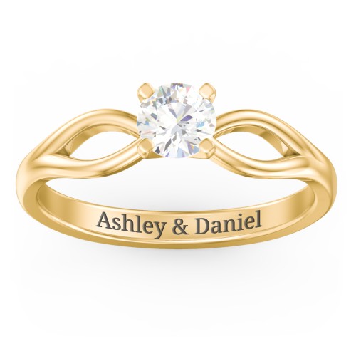 1/2 ct. Round Gemstone Split Engagement Ring – 10K Yellow Gold with Cubic Zirconia