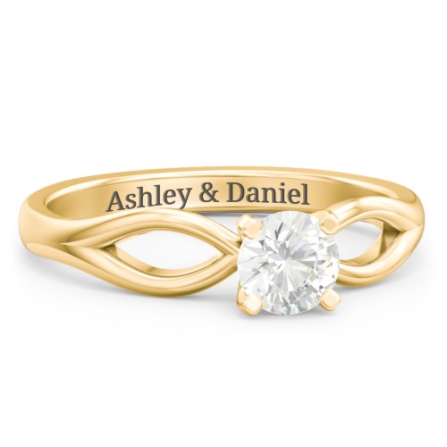1/2 ct. Round Gemstone Split Engagement Ring – 10K Yellow Gold with Cubic Zirconia