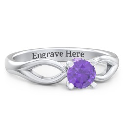 1/2 ct. Round Gemstone Split Peek-A-Boo Engagement Ring in 925 Sterling Silver