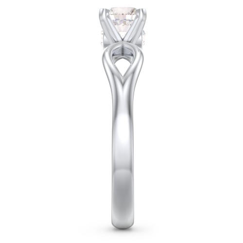 1/2 ct. Round Gemstone Split Peek-A-Boo Engagement Ring – Sterling Silver with Cubic Zirconia