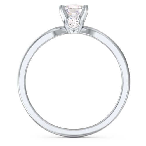 1/2 ct. Round Gemstone Split Peek-A-Boo Engagement Ring – Sterling Silver with Cubic Zirconia