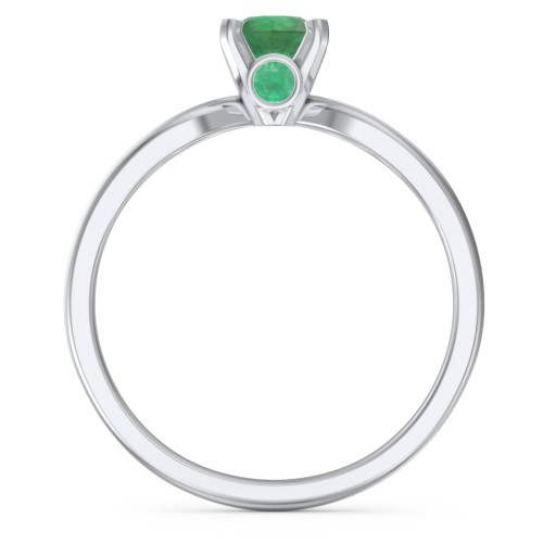 1/2 ct. Round Gemstone Split Peek-A-Boo Engagement Ring – Sterling Silver with Emerald