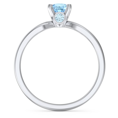 1/2 ct. Round Gemstone Split Peek-A-Boo Engagement Ring – Sterling Silver with Blue Topaz