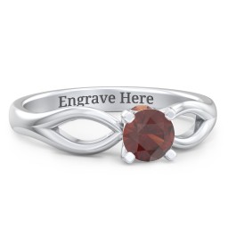 1/2 ct. Round Gemstone Split Peek-A-Boo Engagement Ring in 925 Sterling Silver with Garnet