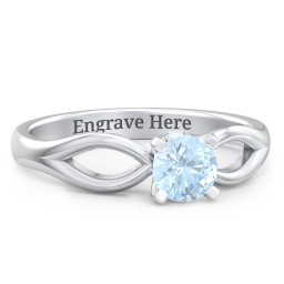 1/2 ct. Round Gemstone Split Peek-A-Boo Engagement Ring in 925 Sterling Silver with Aquamarine