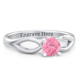 1/2 ct. Round Gemstone Split Peek-A-Boo Engagement Ring in 925 Sterling Silver with Pink Tourmaline