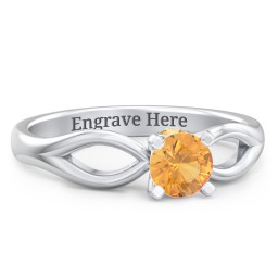 1/2 ct. Round Gemstone Split Peek-A-Boo Engagement Ring in 925 Sterling Silver with Citrine