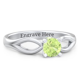 1/2 ct. Round Gemstone Split Peek-A-Boo Engagement Ring in 925 Sterling Silver with Peridot