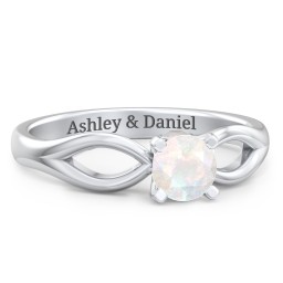 1/2 ct. Round Gemstone Split Peek-A-Boo Engagement Ring in 925 Sterling Silver with Opal
