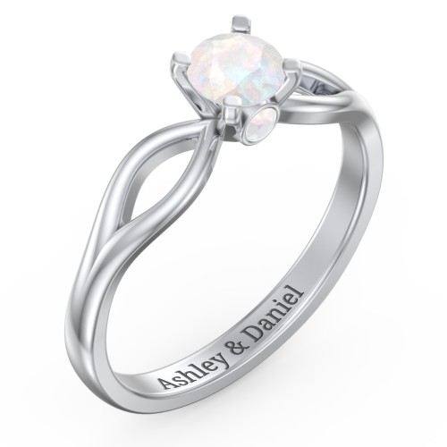 1/2 ct. Round Gemstone Split Peek-A-Boo Engagement Ring – Sterling Silver with Opal